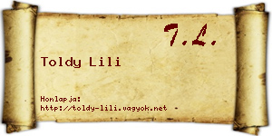 Toldy Lili névjegykártya